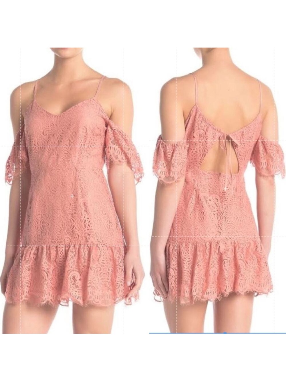 Bb Dakota Lace mini dress Sz 8 floral lace off-shoulder Romantic Feminine